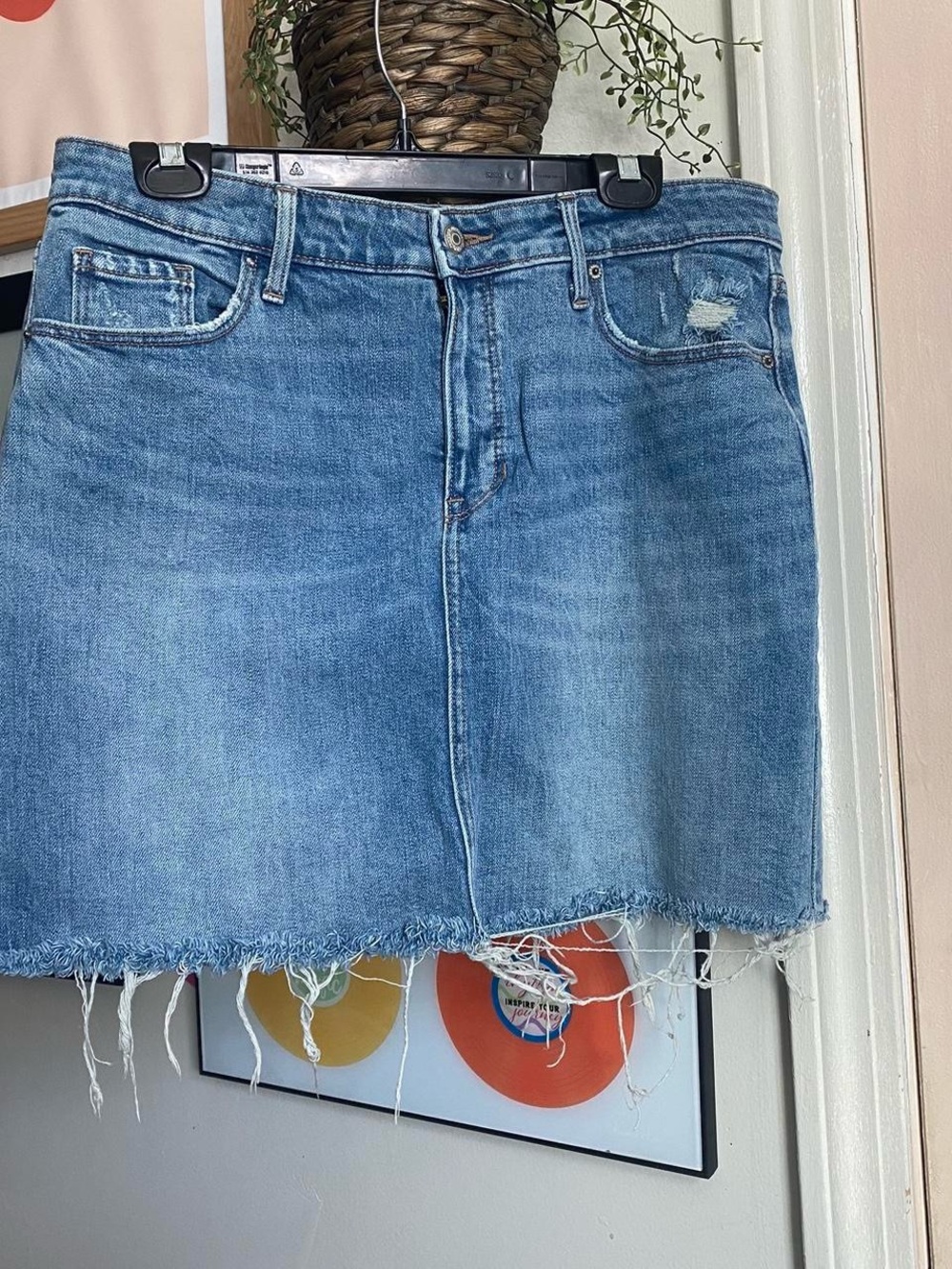 Old Navy Blue Distressed Denim Mini Skirt
